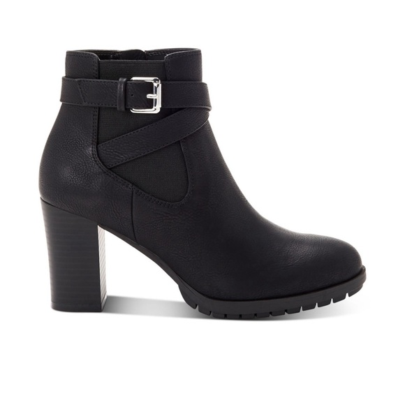 Style & Co. Shoes - STYLE & COMPANY Womens Black Goring Laleen Round Toe Block Heel Booties 7.5M
